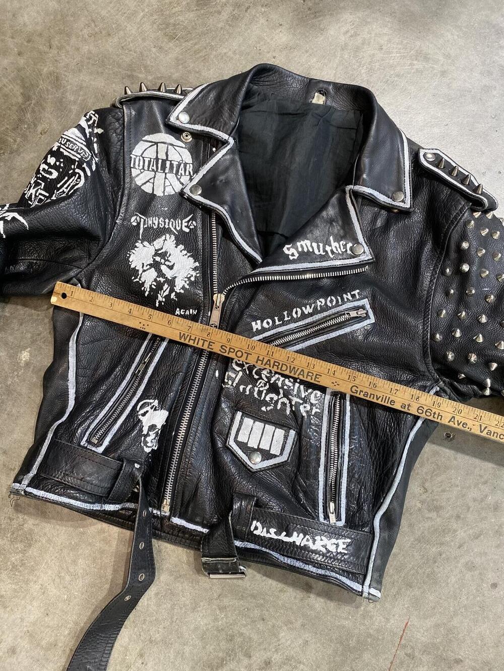 Vintage 90s Punk Studded Leather Jacket anticimex discharge - Picture 11 of 15